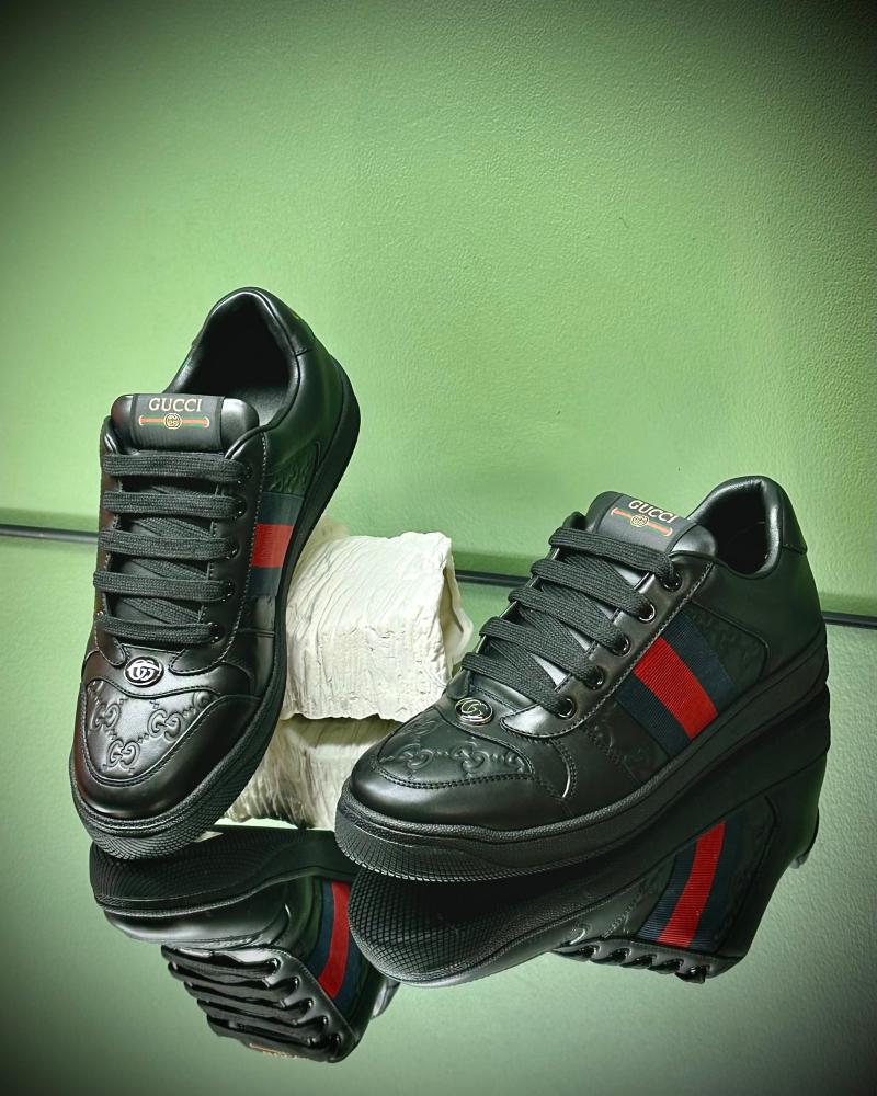 Gucci Men's Black GG Leather Screen Sneaker
