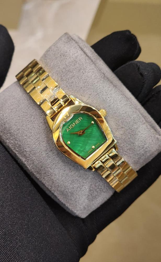 AIGNER women's watch, gold color, green dial - E-SEVEN STORE