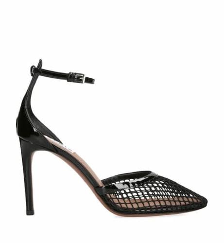 Black Alaya High Heel Hollow Out Sandal with Strap - E-SEVEN