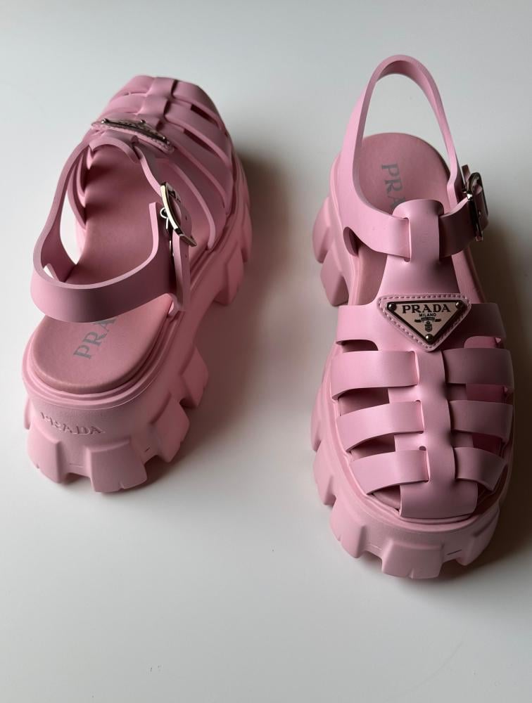 Prada Women's Comfortable Pink Rubber Sandal - E-SEVEN STORE