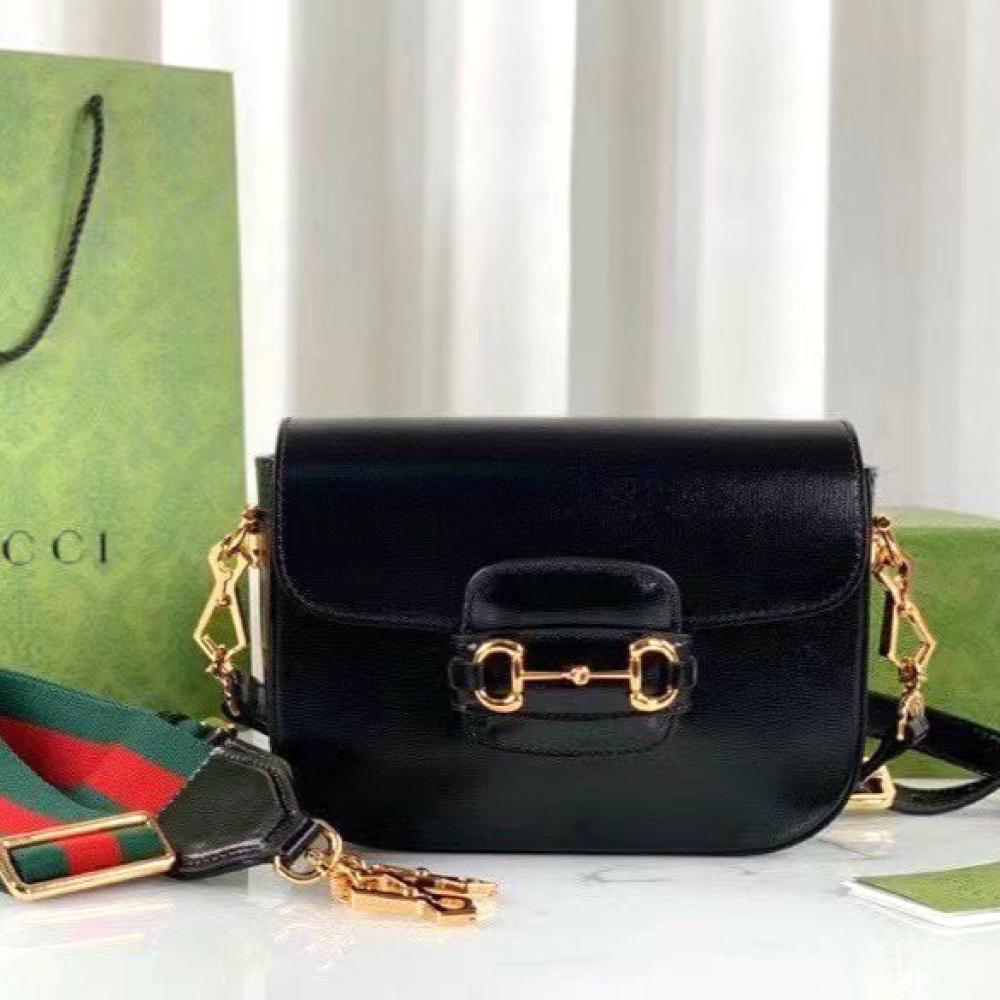 Gucci Horsebit Black Shoulder Bag with Long Strap