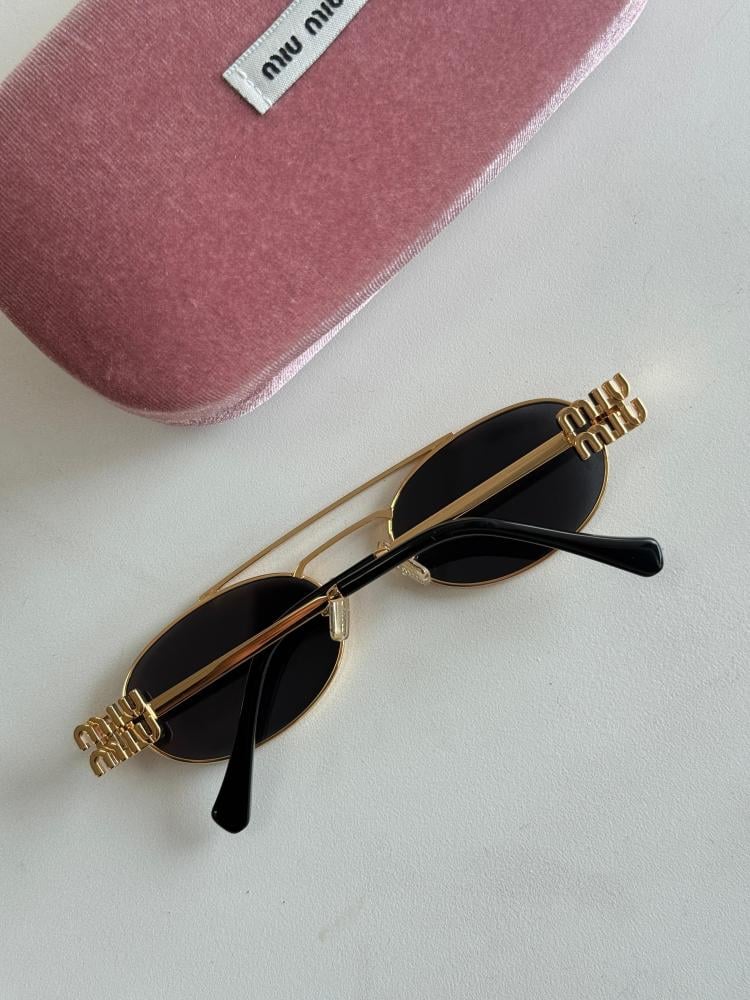 Miu Miu Oval Sunglasses in Navy and Gold - E-SEVEN STORE