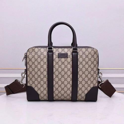 Gucci Prefix laptop bag with GG pattern, beige and black color - E