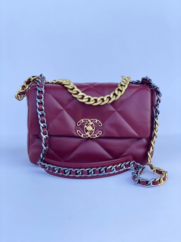 Chanel Flip 19 Burgundy Practical Design Bag with Chain Holder