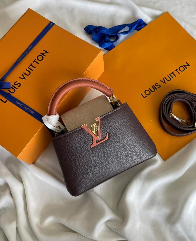 LOUIS VUITTON バッグ Louis Vuitton Capucines Grain Leather Bag 21cm Brown - E