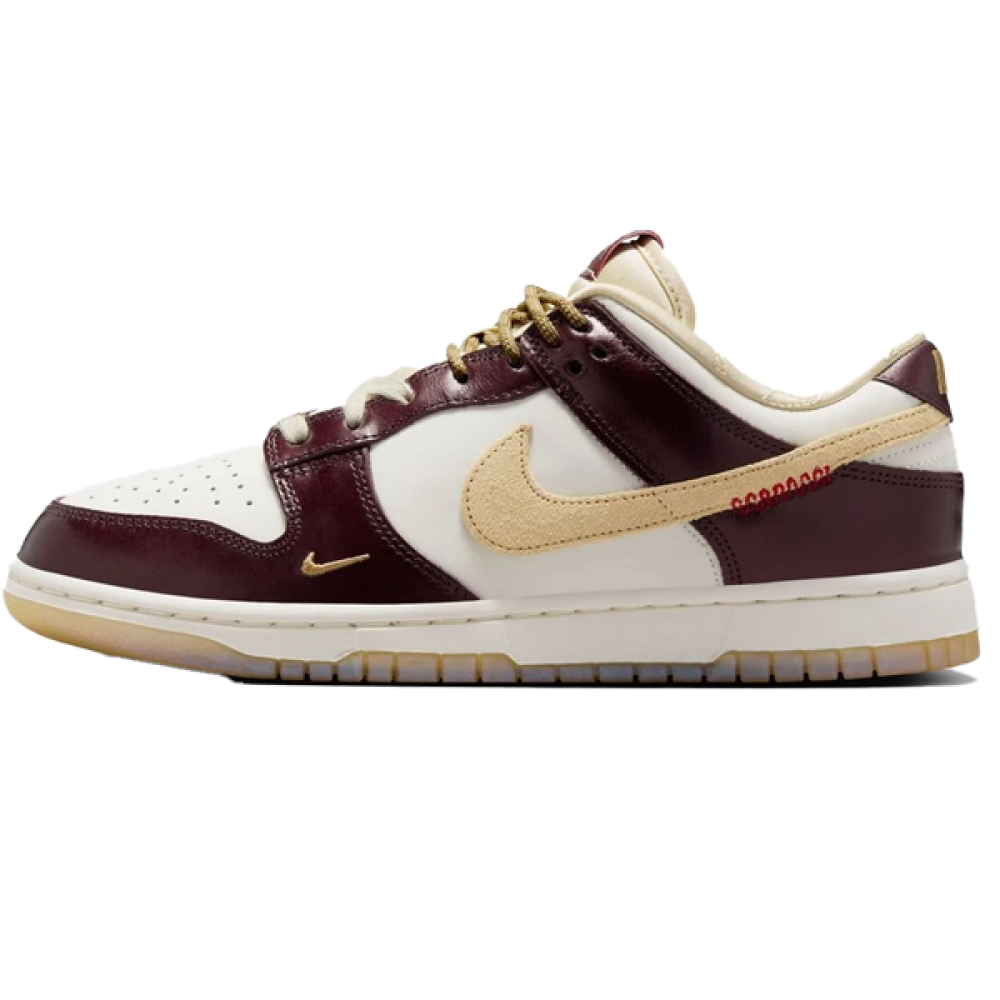 Nike Dunk XL Unisex Lace-Up Flat Shoes, Brown, Beige, and White