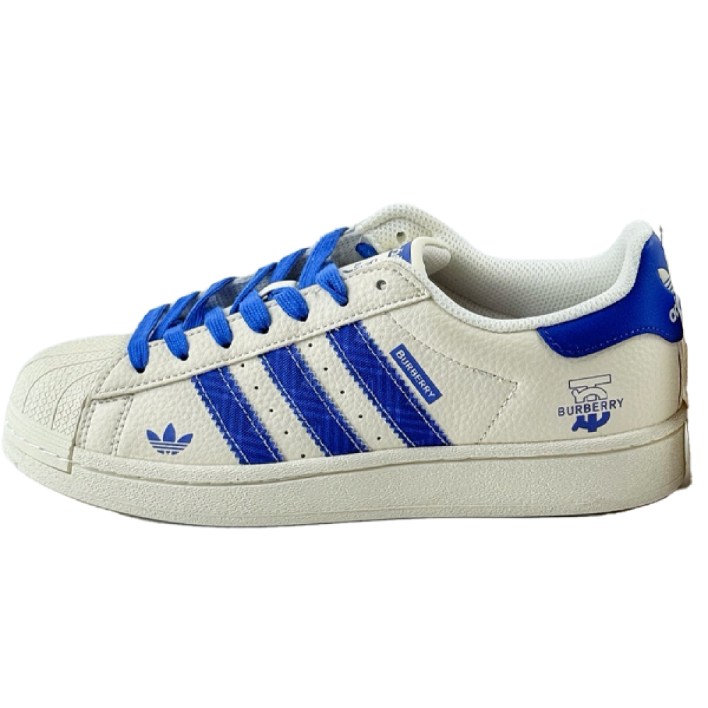 Adidas Superstar x Burberry Unisex Shoes, White and Navy | ESEVEN