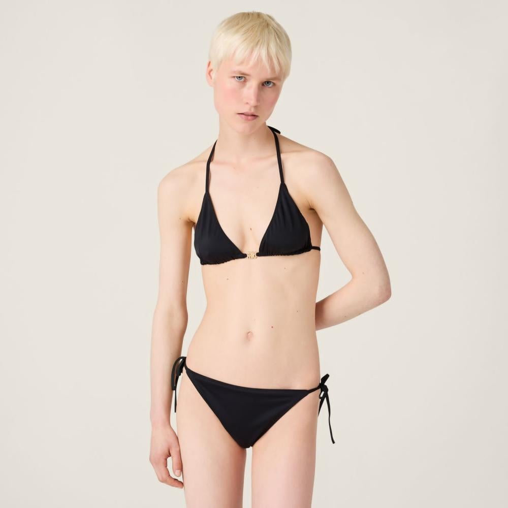 Miumiu Women's Two-Piece Bikini in Solid Black - E-SEVEN STORE