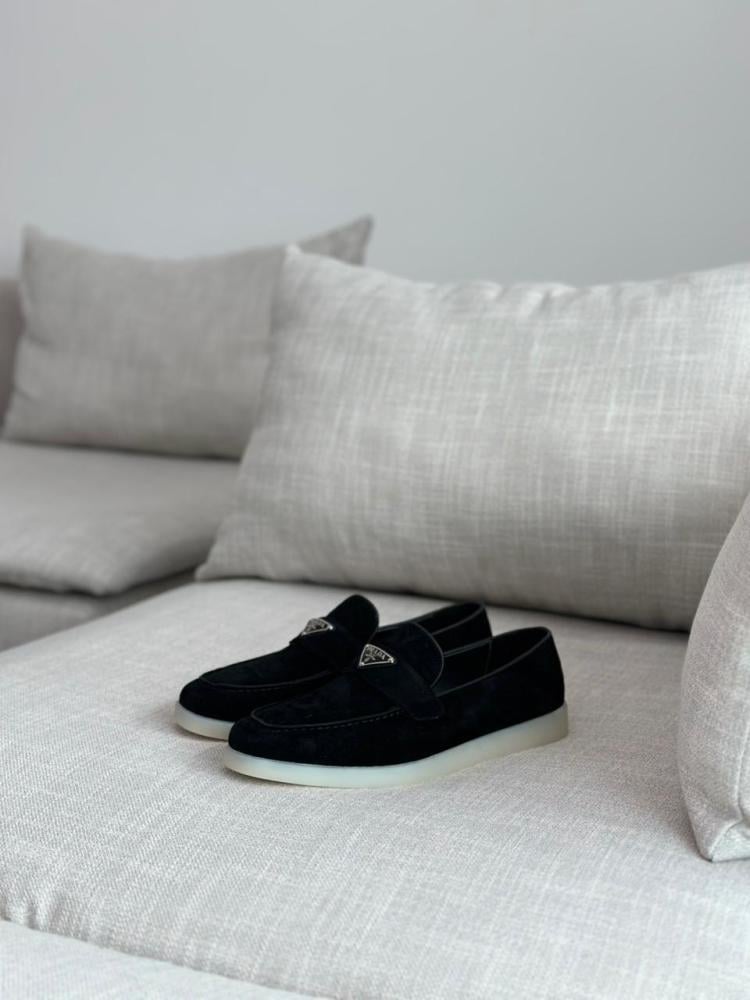 サンダル Prada Black Suede Loafers Prada Suede Loafers | Black | FARFETCH