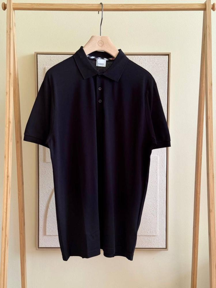 قميص بربري صيفي رجالي ياقة بولو مقاس جامبو أسود