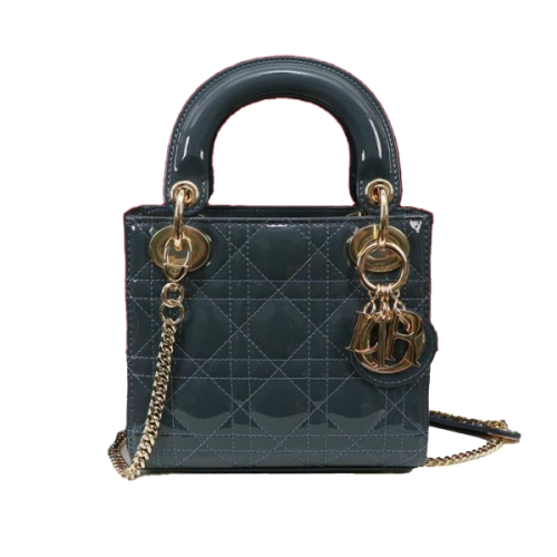 Lady Dior 17cm Shiny Bag for Women in Dark Olive - E-SEVEN STORE