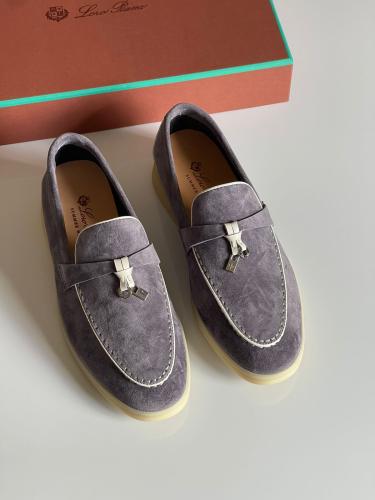 Loro Piana Men's Flats in Grey Suede Luxury Easy Wear - E