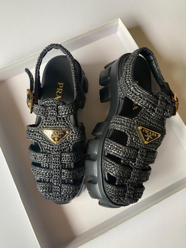 Prada crochet sandal for women, modern design, black color, master quality