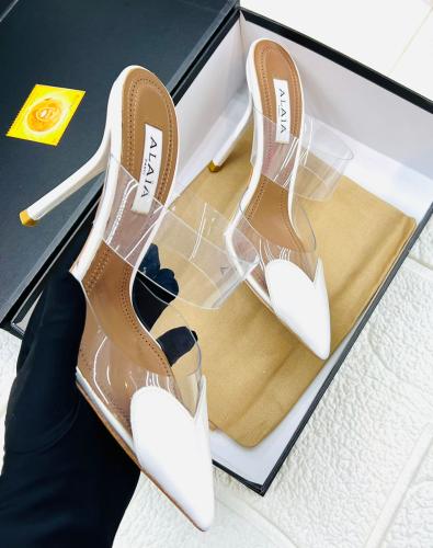 ALAÏA ハイヒール パンプス　ホワイト クリア アライア Alia women's white high heel shoes - E-SEVEN STORE