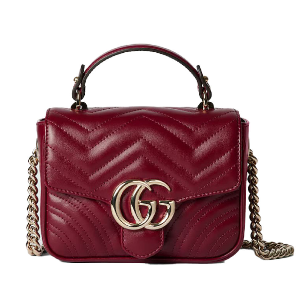 Gucci Marmont GG Mini Top Handle Bag in Burgundy