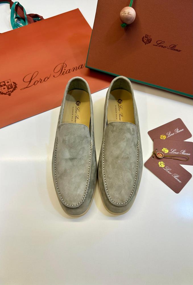 Loro Piana Men's Flats in Grey Suede Luxury Easy Wear - E