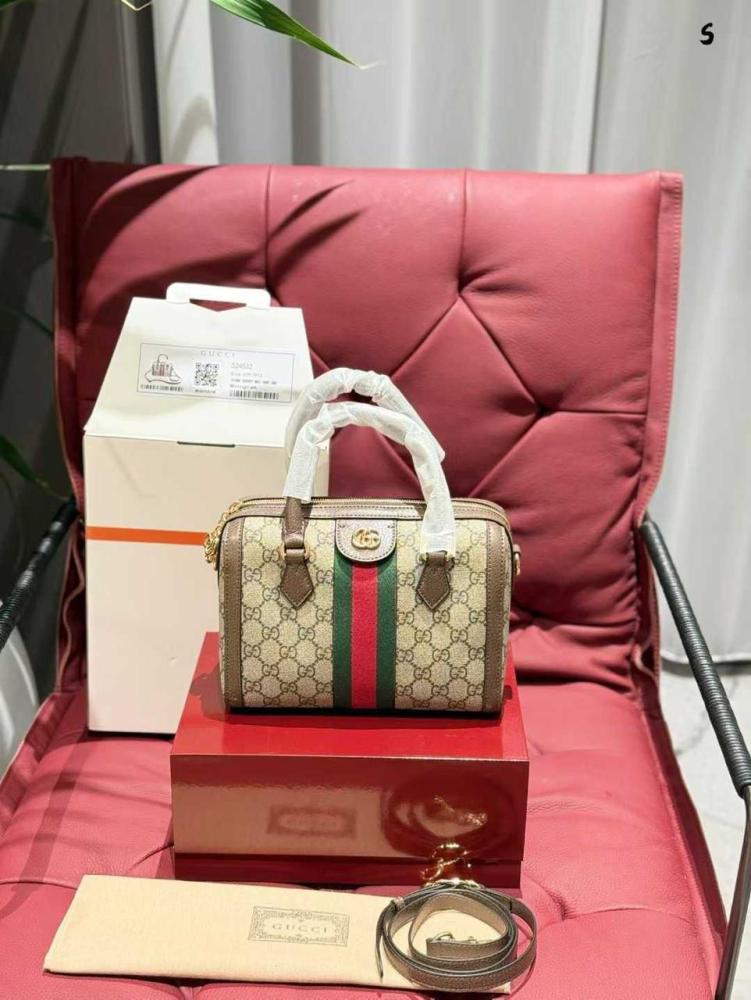 Gucci Ophidia top handle bag with zipper in brown and beige