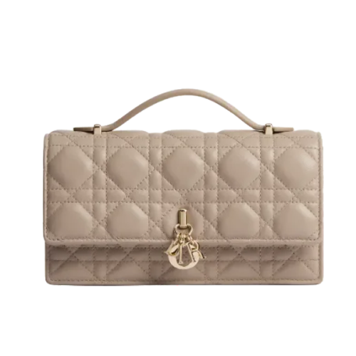 ディオール Dior Mini Leather Bag 17cm White with Handles and Shoulder Chain