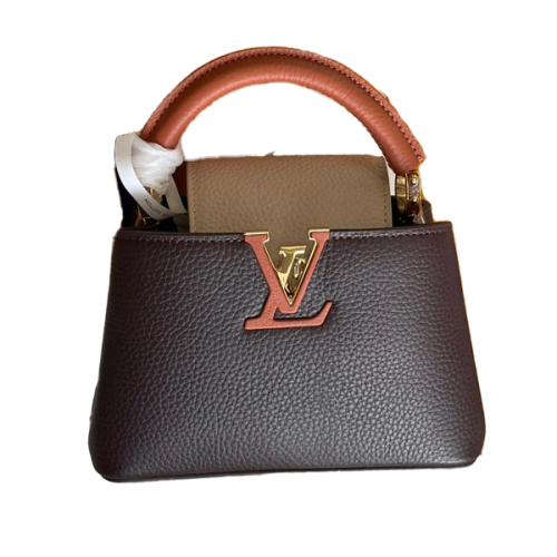 Louis Vuitton Capucines Grain Leather Bag 21cm Brown E-SEVEN