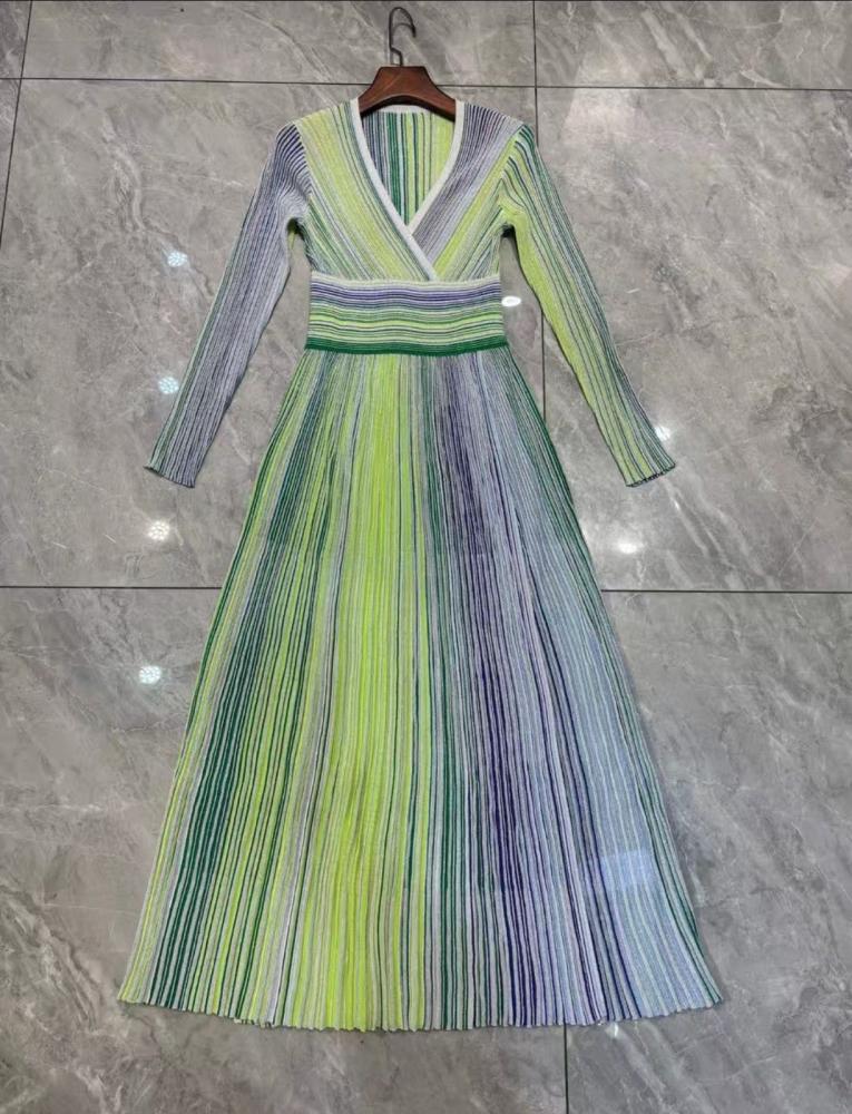 Missoni long sleeve maxi dress in shades of green and blue