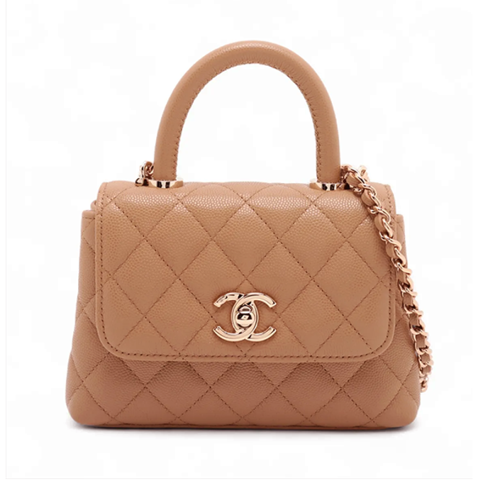 Coco Chanel Handle shoulder bag in brown with shoulder chain - E