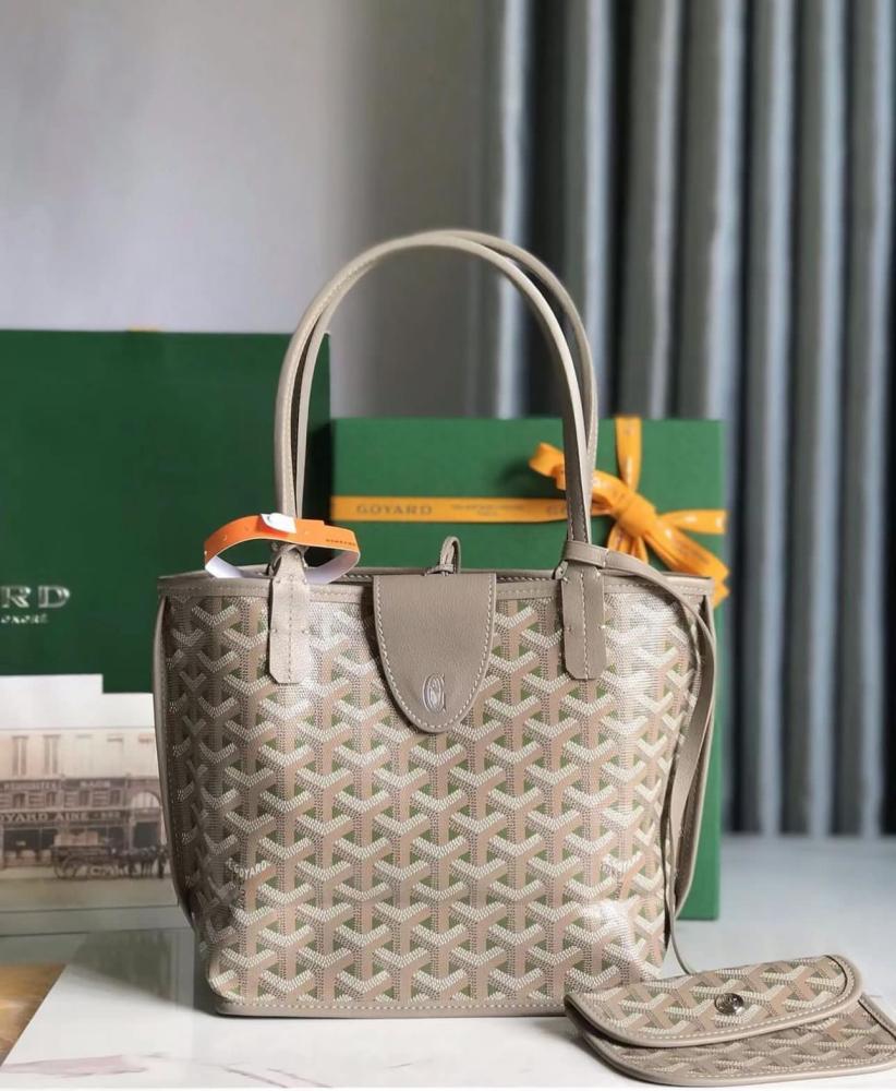 Goyard トートバッグ グレー/ブラウン Luxury Goyard Brown and Beige Leather Top Handle Bag - E-SEVEN STORE