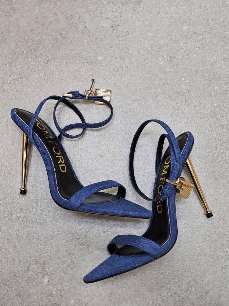 Tom Ford Luxury Women's High Heel Denim Sandal E-SEVEN STORE
