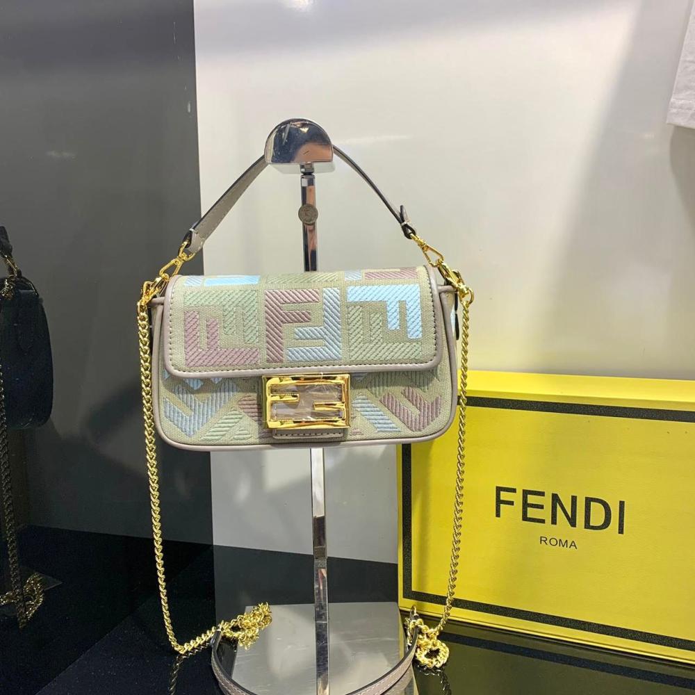 Fendi Bouguete belt bag in pistachio with colorful FF logo embroidery