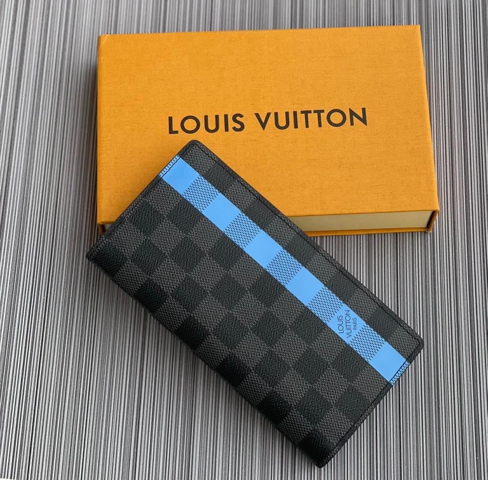 Louis Vuitton Women's Wallet, Check Pattern, Black and Blue