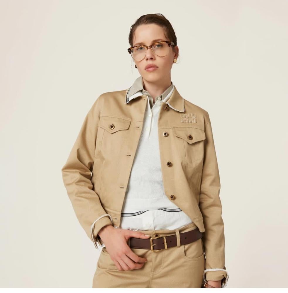 Miu Miu Women's Short Jacket with Stylish Buttons in Beige