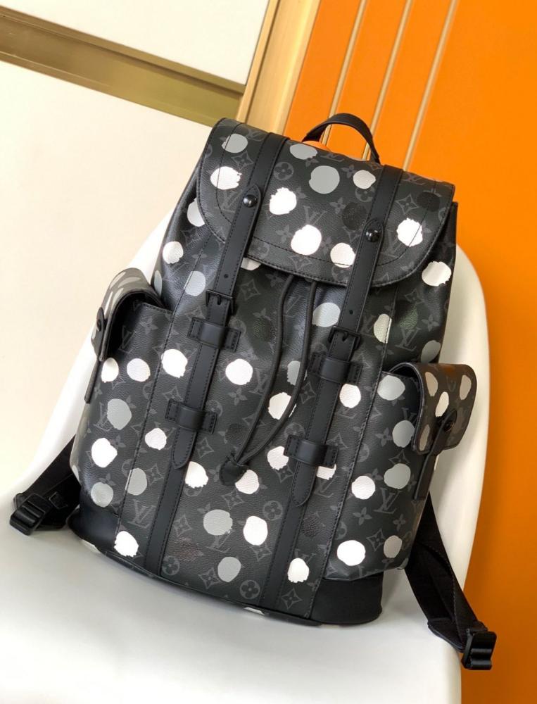 حقيبة ظهر مميزة لويس فيتون اسود مع ابيض مونوغرام