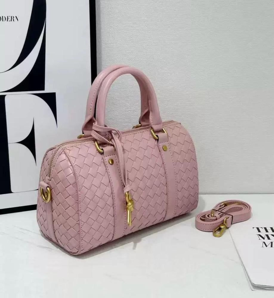 Bottega Classic Zipper Top Handle Bag in Sophisticated Pink