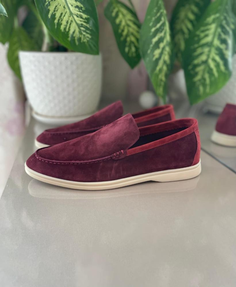 フラットシューズ Loro Piana Flat Shoes Loro Piana Men's Flat Shoes, Burgundy Red - E-SEVEN STORE
