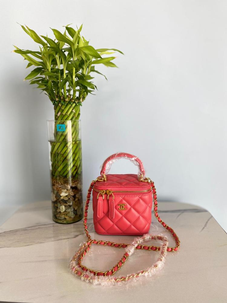 Chanel Mini Bag for Women, Pink Box with Handle and Holder
