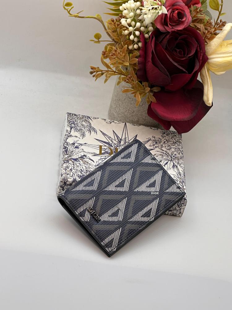 Mini Dior Diamond Wallet Card Organizer Navy