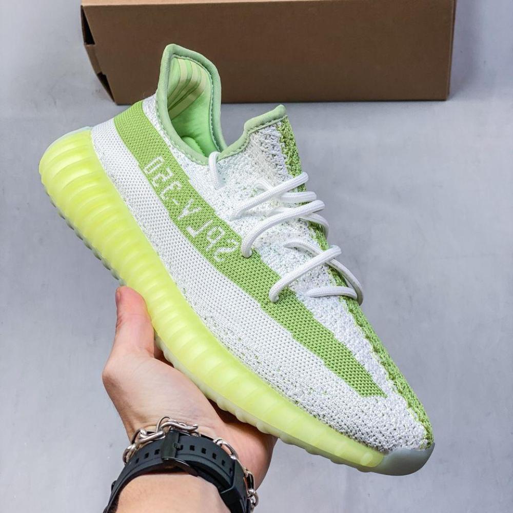 Adidas Yeezy Boost Unisex Sneakers White and Green - E-SEVEN STORE
