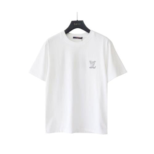 LOUIS VUITTON ホワイト Tシャツ XS Louis Vuitton logo embroidered white T-shirt - E-SEVEN STORE