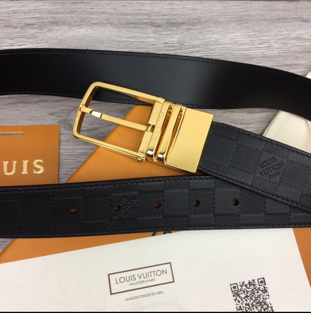 グランドホールセール Men's Vuitton Louis Classic E - Buckle Gold with Belt Black 小物