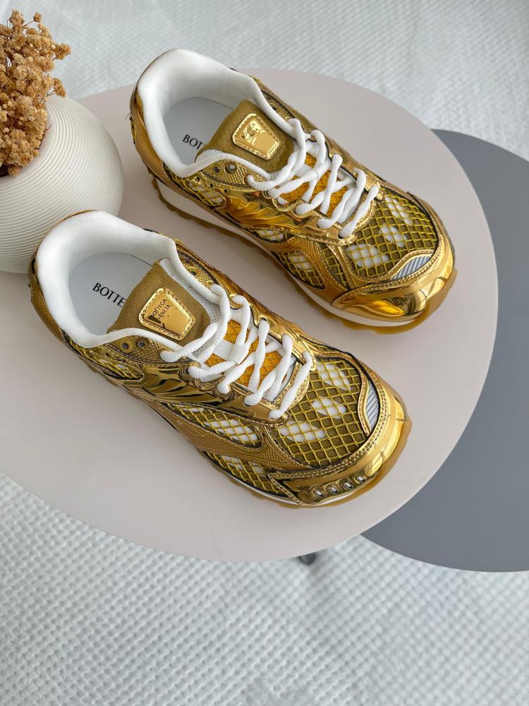 Bottega Veneta Orbit Women's Lace-Up Sneakers in Metallic