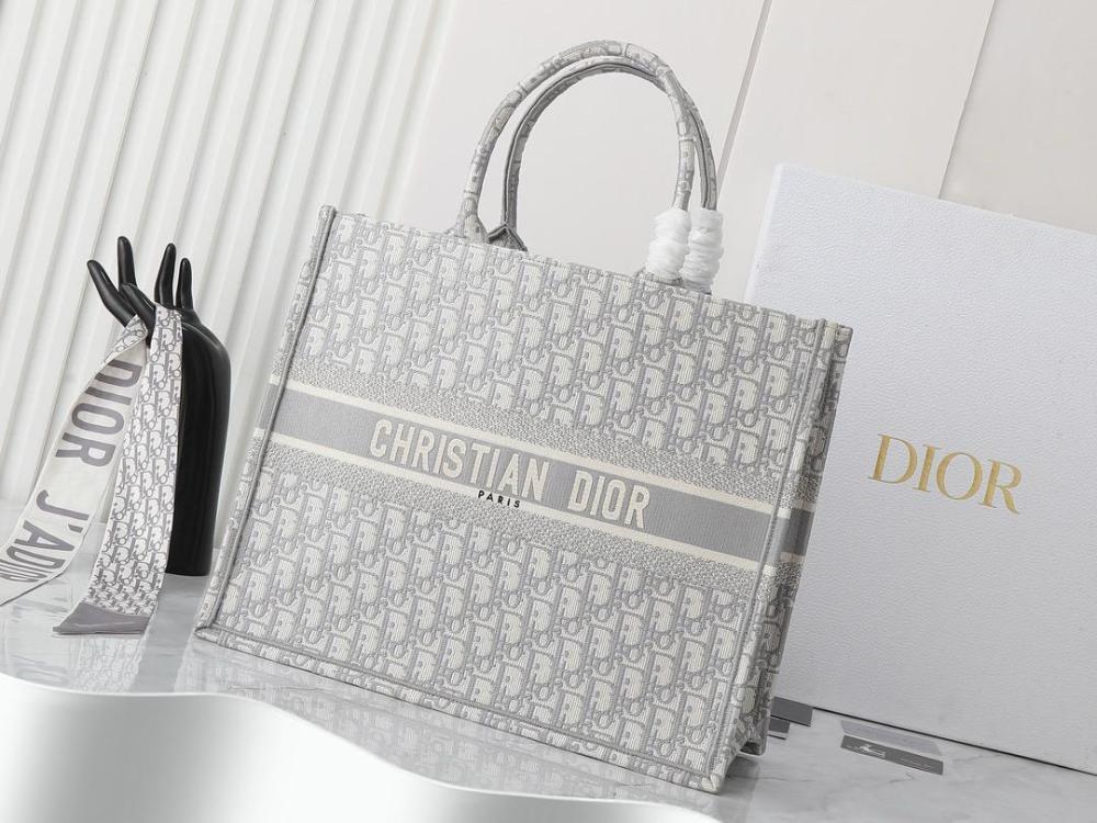 Dior Fashion Bags Dior D Tote Bag Grey - E-SEVEN STORE