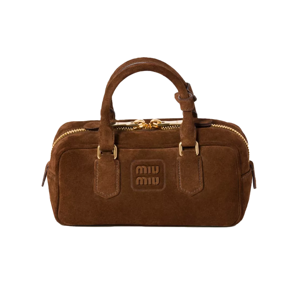 Miu Miu Arcadie Top Handle Bag in Brown Suede - E-SEVEN STORE