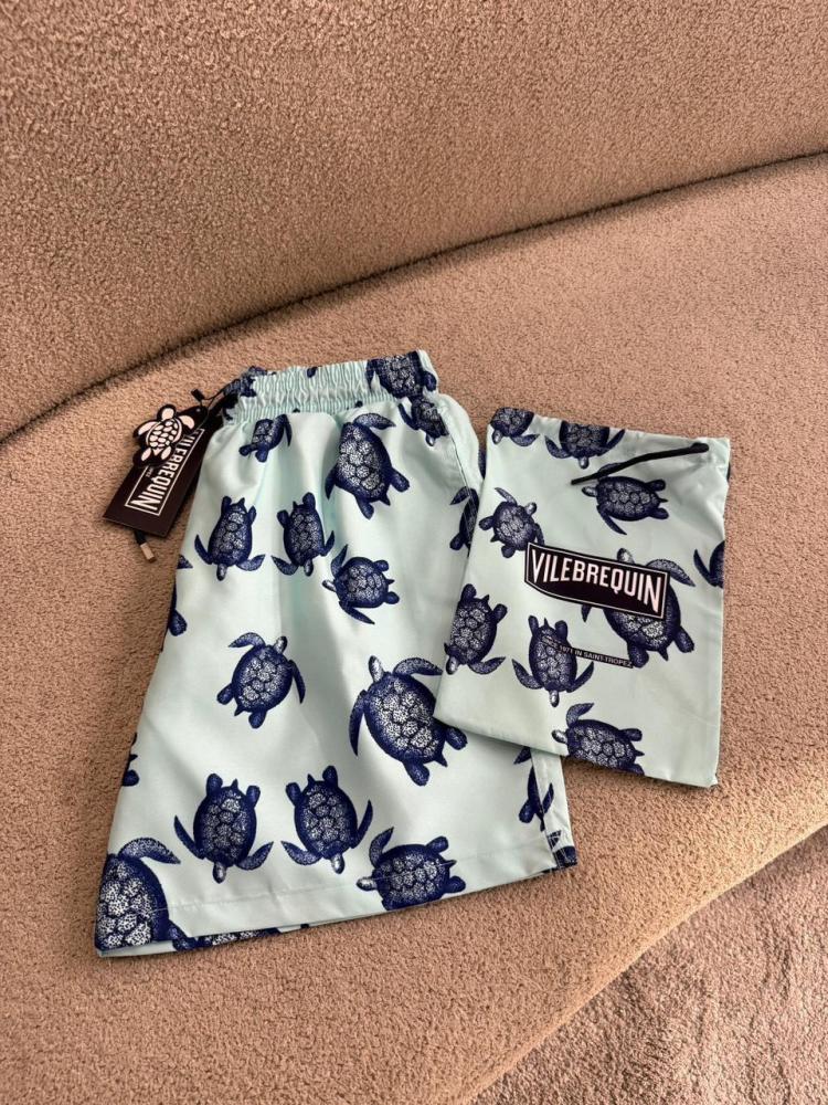 طقم الشاطئ فليبركين شورت وكيس رجالي رمادي طبعة كحلي