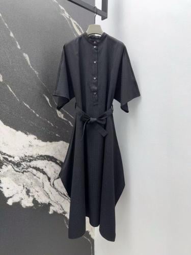 GUCCI★グッチ★素敵！BLACK DROP WAIST LOGO BUTTONS DRESS Gucci Women's Black V-Neck Button-Down Short Dress with GG