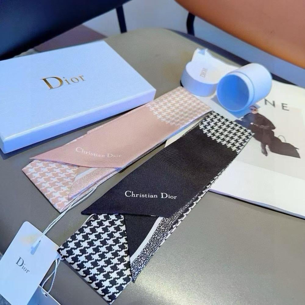 Dior bag scarves with the brand's prints in elegant colors