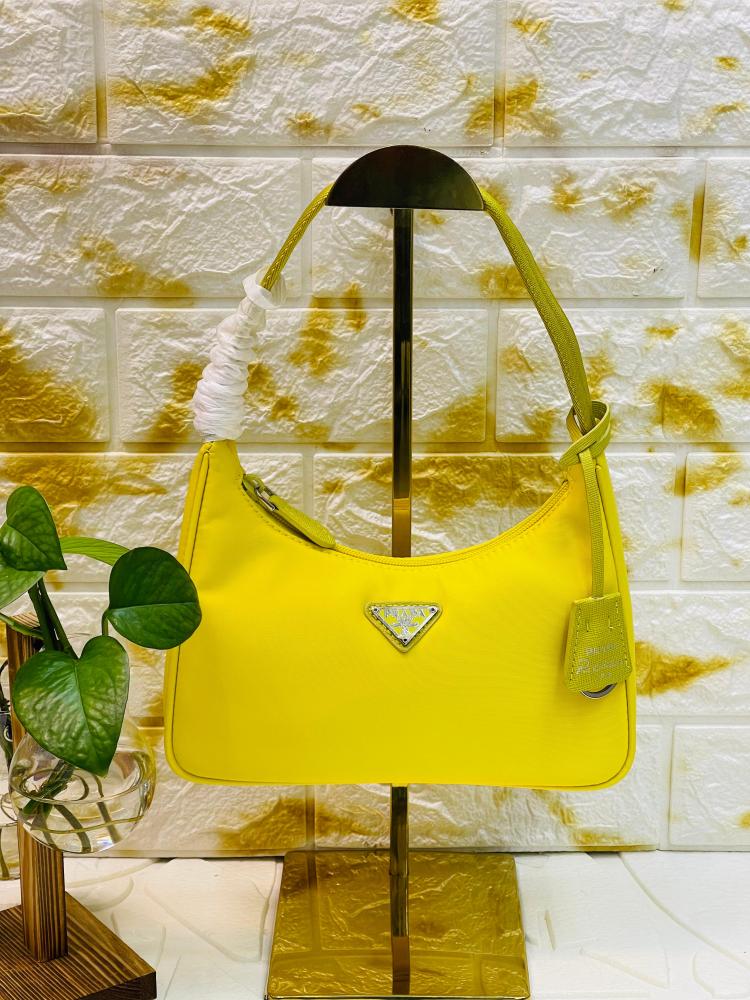 Prada Women's Shoulder Bag with Zipper, Bright Yellow