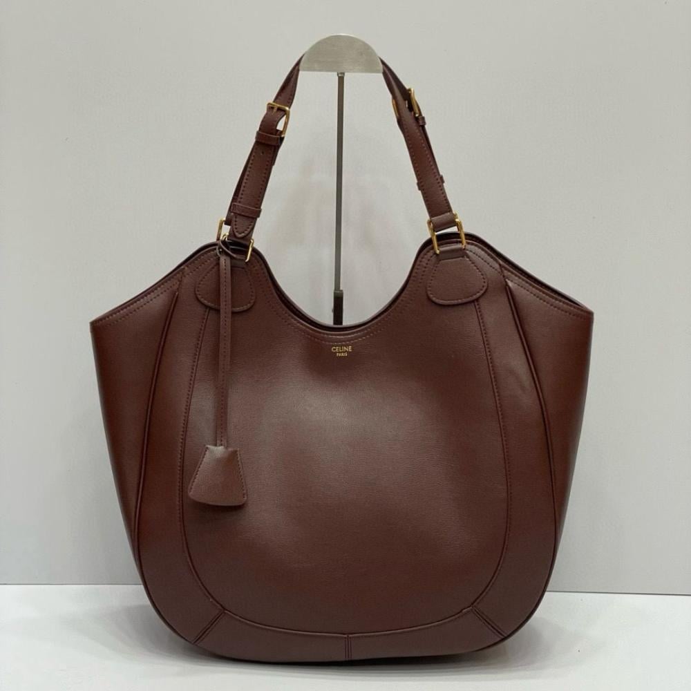 Celine MEO Leather Shoulder Bag in Chocolate Brown