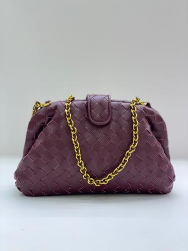 Bottega Veneta modern bag in burgundy color, luxurious braided