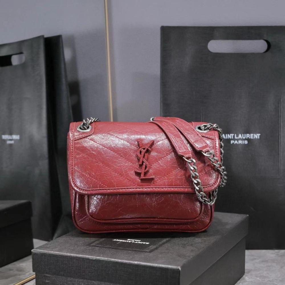 Yves Saint Laurent Niki Long Handle Bag in Burgundy E-SEVEN STORE