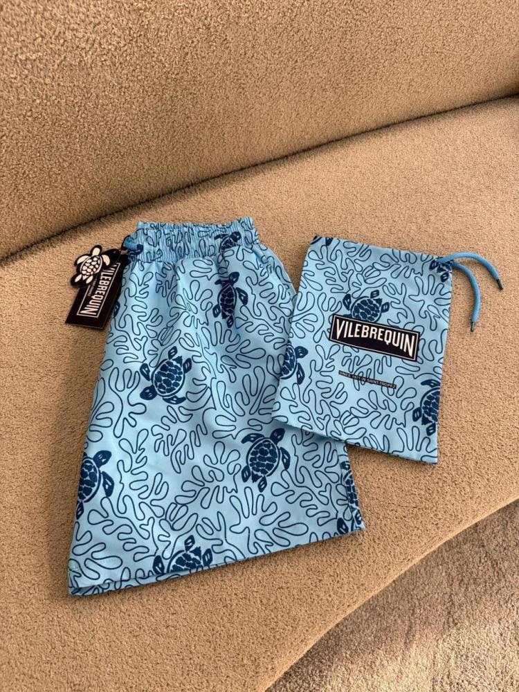 طقم شورت للسباحة فليبركين مع كيس مزركش لون ارزق