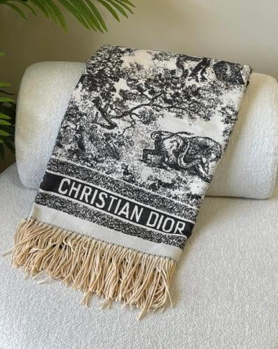 Dior wide scarf with Dior Forest pattern in light black and white